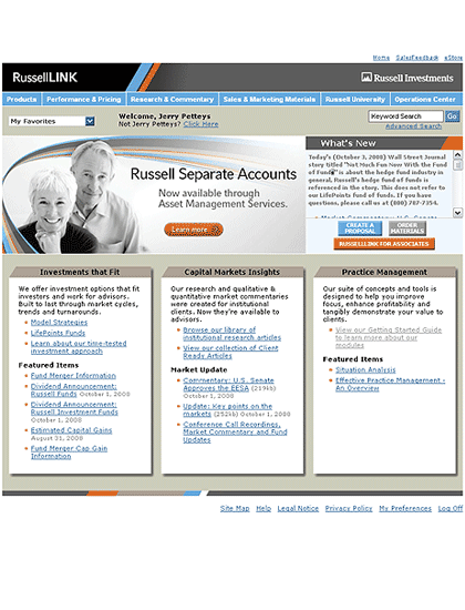Client Extranet for Russell Investments